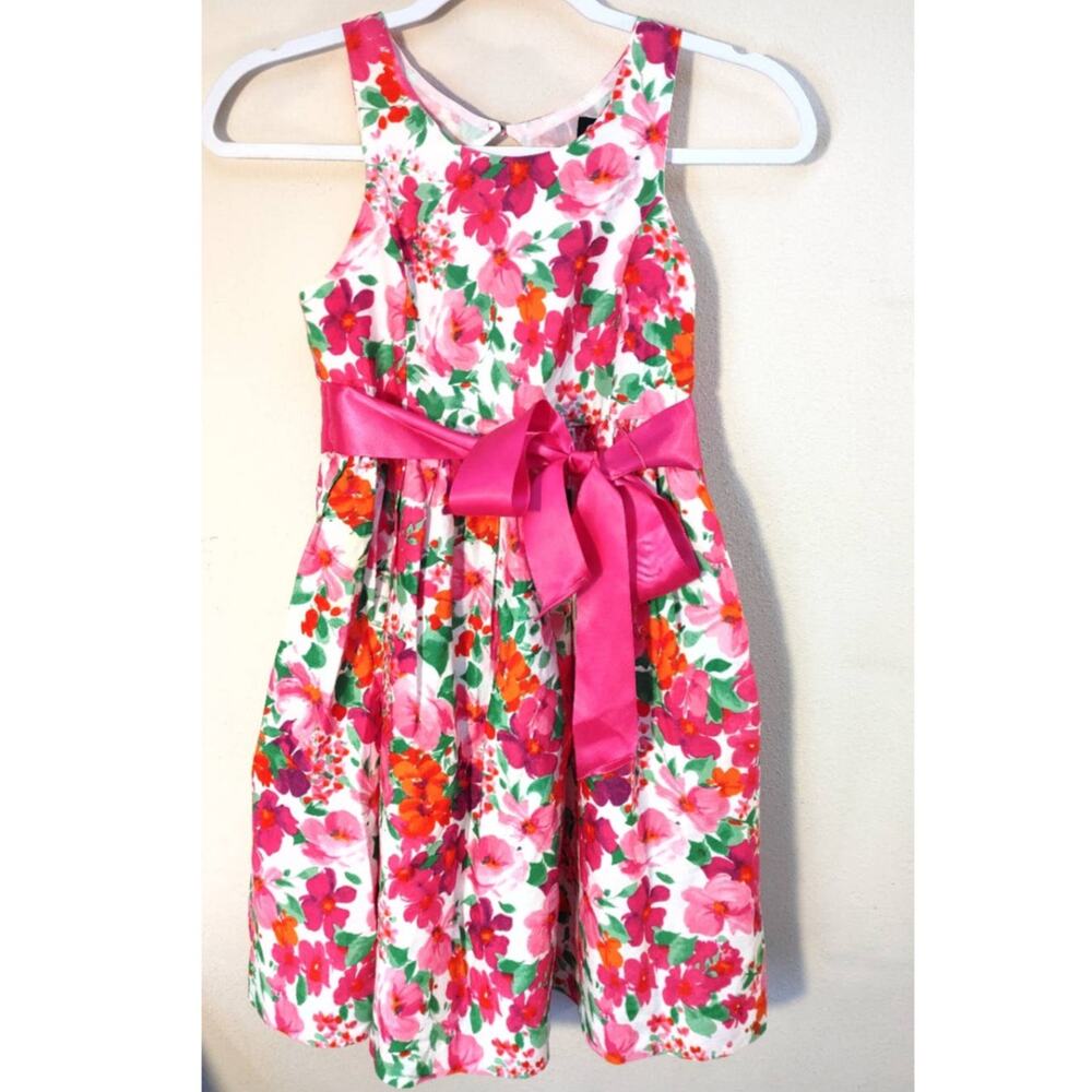 Chaps Girls Floral Spring Dress Multicolor Sz. 12 Fully Lined Easter Sunday